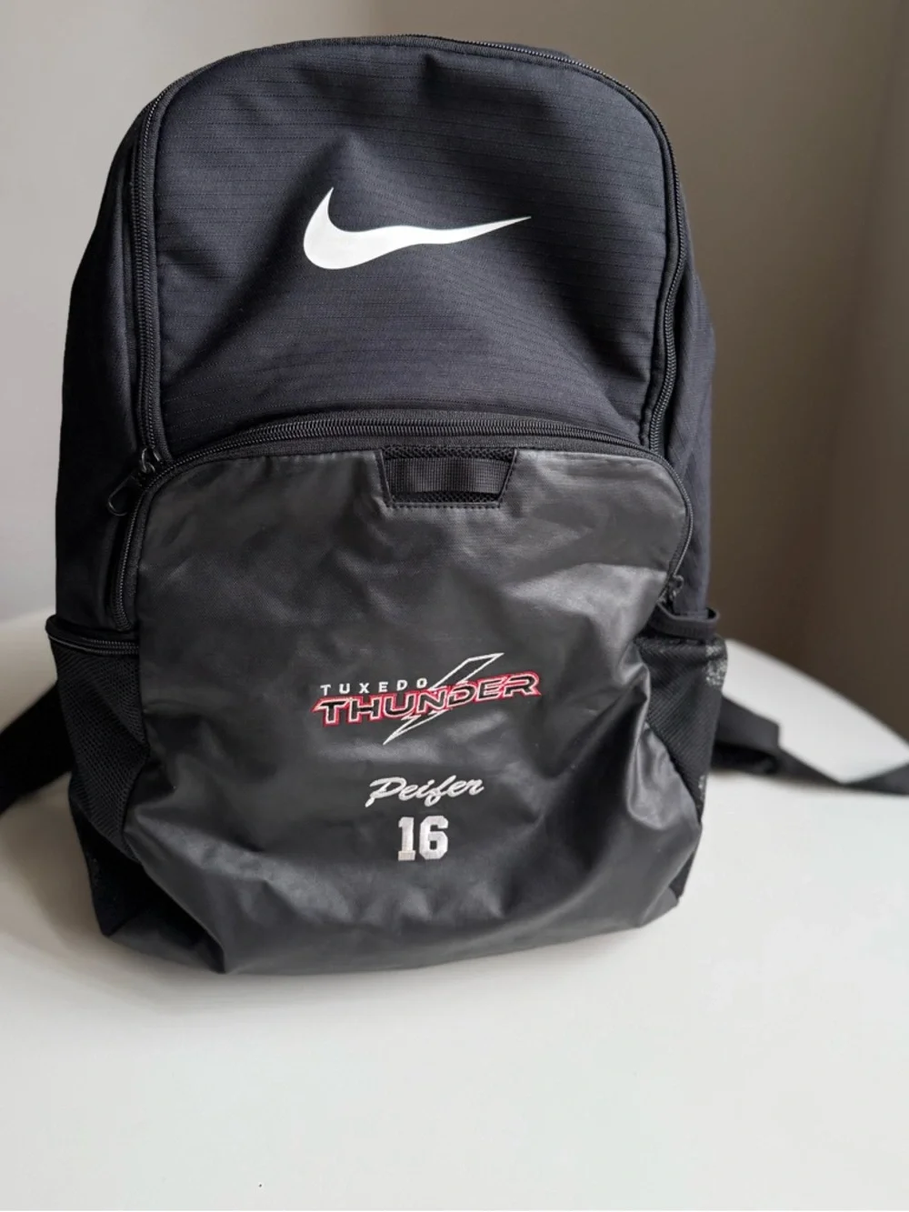 Nike Backpack Tuxedo Thunder Peifer 16 Swoosh Size 18